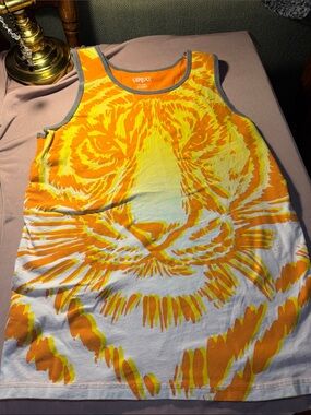 Circo Orange & Yellow Tiger Face Tank Top with Gray Trim